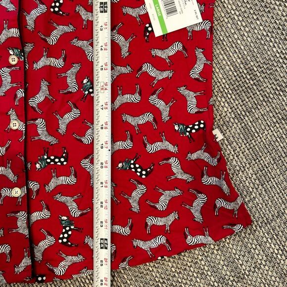 1 ECHO NWT Festive Zebra Notch Pajamas Long Sleeve Button Top Pants Set PJs L - Picture 6 of 10